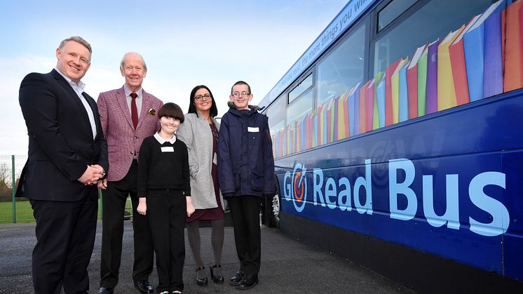 Colin Barnes, Brian Walker, Sara Swales and pupils Alexa, 11 and Harry, 14