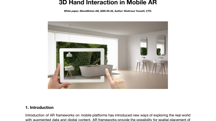3D Hand Interaction in Mobile AR