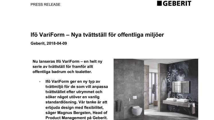 Ifö VariForm – Nya tvättställ för offentliga miljöer 