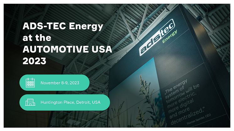 ADS-TEC Energy presents the highly integrated and battery-based platform solution ChargeBox at "Automotive USA 2023"