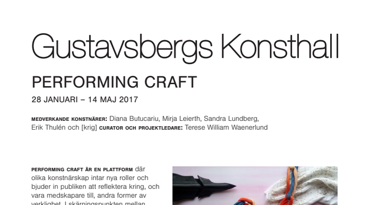 Pressmeddelande Performing Craft, svenska