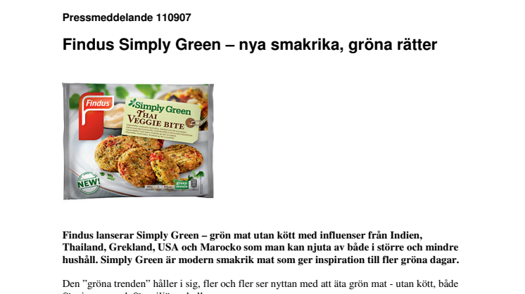 Findus Simply Green – nya smakrika, gröna rätter