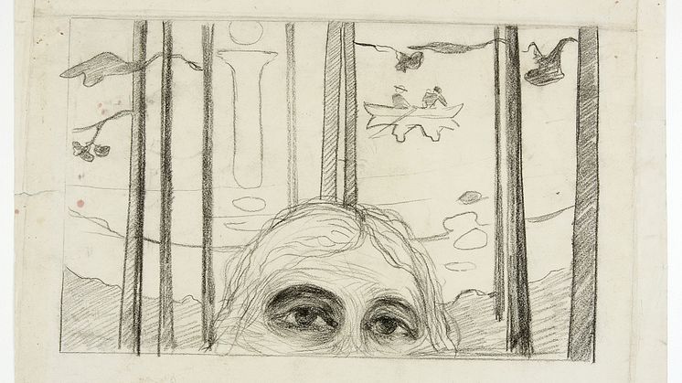 Edvard Munch Øyne. Stemmen 1893–1896 Fargestift, svart