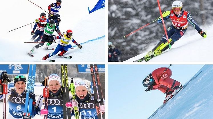 Världscuptävlingar i längdskidor i Ulricehamn och Falun, alpina damtävlingar i Åre samt skicross och speedski i Idre arrangeras i vinter.