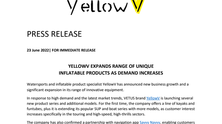 23 June 2022 - YellowV Expands Range of Unique Inflatable Products.pdf