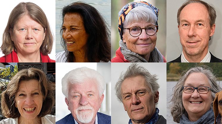 Övre raden: Madeleine Fogde, Shakuntala Thilsted, Monika Stridsman, Mikael Rönnqvist. Nedre raden: Sarah Gurr, Rune Andersson, Gunnar Rundgren, Brenda Bonnett. Alla foton är beskurna.