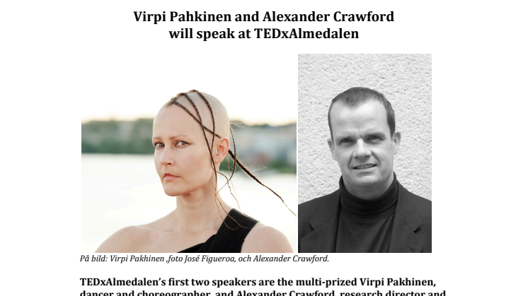 Virpi Pahkinen och Alexander Crawford talar på årets TEDxAlmedalen