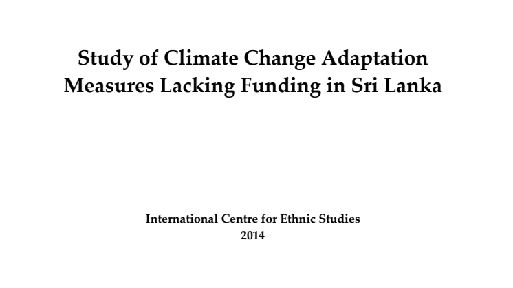 ICES - Climate Change Adaptation Measures Lacking Funding in Sri Lanka