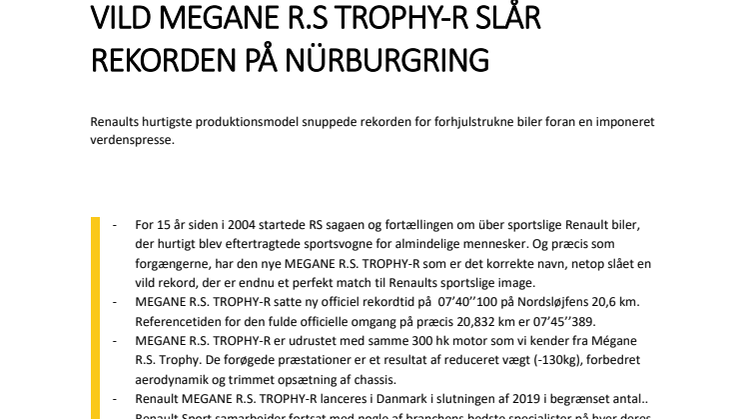 VILD MEGANE R.S TROPHY-R SLÅR REKORDEN PÅ NÜRBURGRING