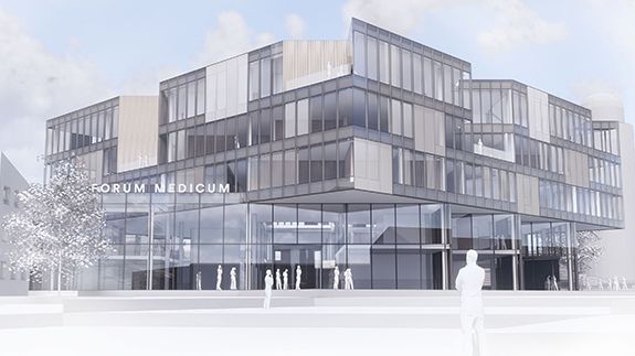 Fasadillustration Forum Medicum. Illustration: Henning Larsen Architects