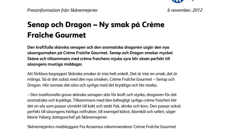 Senap och Dragon – Ny smak på Crème Fraîche Gourmet