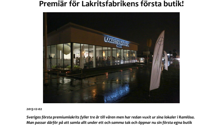 Premiär för Lakritsfabrikens första butik!