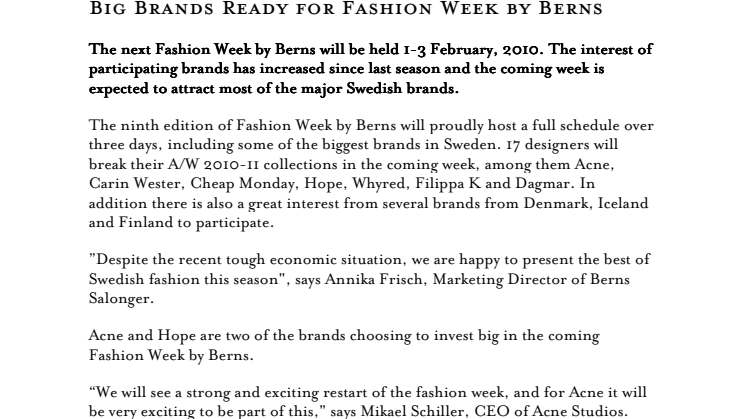 Big Brands Ready for Fashion Week by Berns
