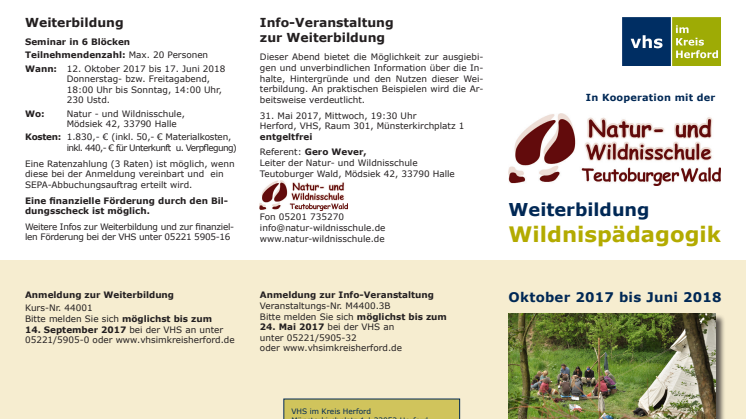 Zertifizierte Weiterbildung „Wildnispädagogik “ der Natur- und Wildnisschule Teutoburger Wald
