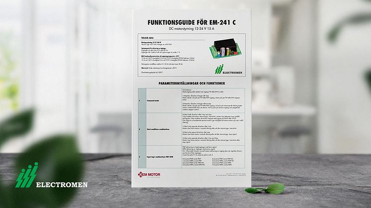 FUNKTIONSGUIDE FÖR ELECTROMEN EM-241C | FÖRDJUPA DIG I PARAMETERINSTÄLLNINGAR OCH FUNKTIONER FÖR VÅRT MEST POPULÄRA STYRKORT