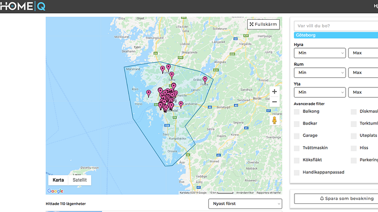 I skrivande stund finns 110 lediga lägenheter i Göteborg på HomeQ