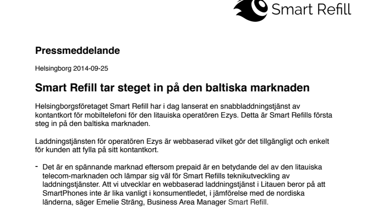Smart Refill tar steget in på den baltiska marknaden