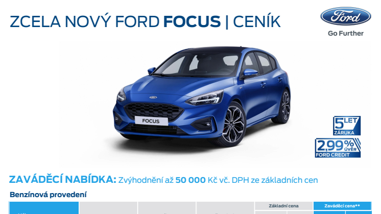 Nový Ford Focus - ceník
