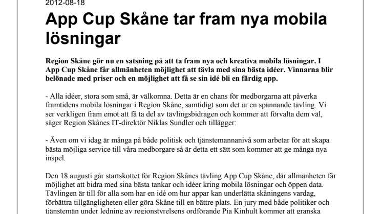 App Cup Skåne tar fram nya mobila lösningar