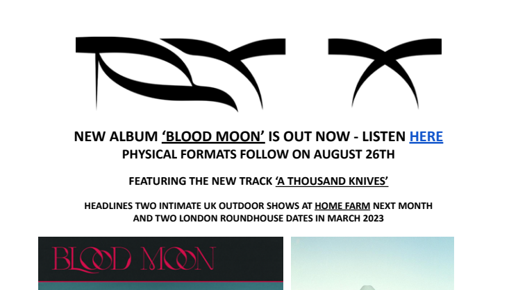 RY X Blood Moon A Thousand Knives - engelsk pressrelease