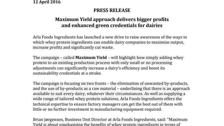 Maximum Yield approach delivers bigger profits and enhanced green credentials for dairies