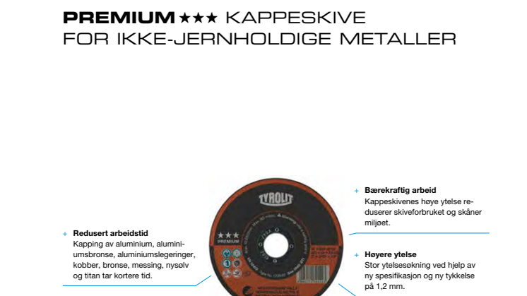 Tyrolit produktinfo kappeskive aluminium 1,2 mm