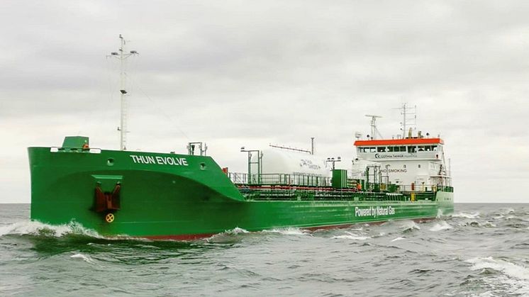 Die Tanker "Thun Evolve" und "Tern Ocean" werden künftig mit einer Mischung aus LNG und Bio-LNG betrieben. (Bild: Gasum)