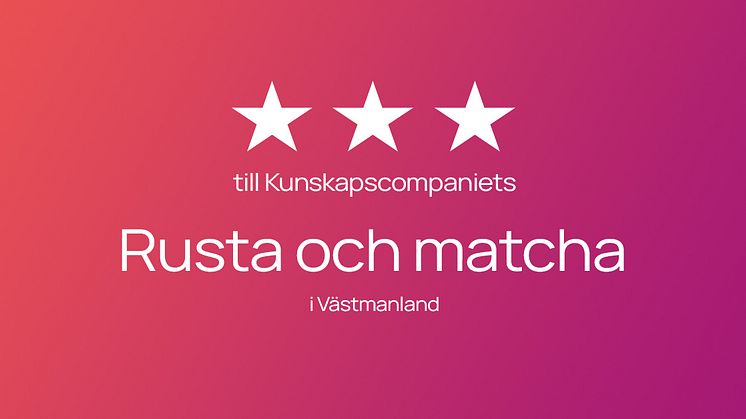 3 stjärnor till Kunskapscompaniets Rusta och matcha i Västmanland
