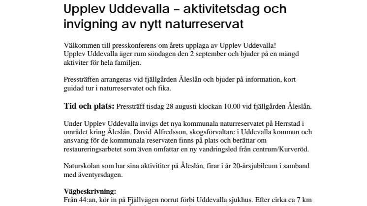 Upplev Uddevalla - aktivitetsdag och invigning av nytt naturreservat
