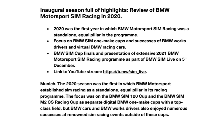 Review of BMW Motorsport SIM Racing in 2020