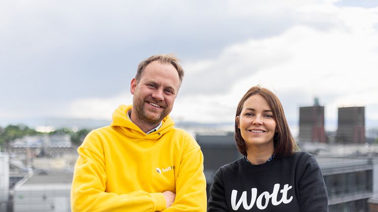 Helthjem-sjef Anders Lunde Angen og Wolt-sjef Elisabeth Stenersen, lanserer ny fellestjeneste i midten av juni. Foto: Endre Igland