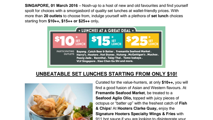 BEAT THE CRUNCH WITH LUNCH AT CLARKE QUAY 