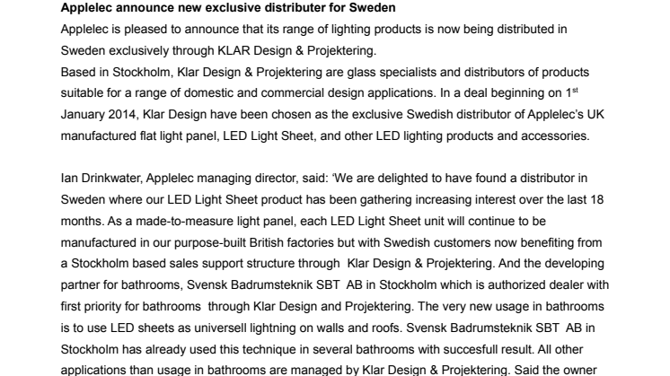 Applelec presenterar sin exklusiva distributör för Sverige
