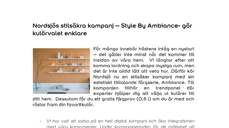 Nordsjös stilsäkra kampanj – Style By Ambiance- gör kulörvalet enklare