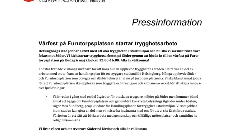 ​Vårfest på Furutorpsplatsen startar trygghetsarbete