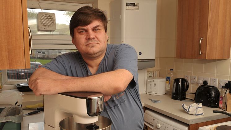 Jason with his new baking equipment