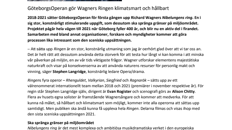 GöteborgsOperan gör Wagners Ringen klimatsmart och hållbart 