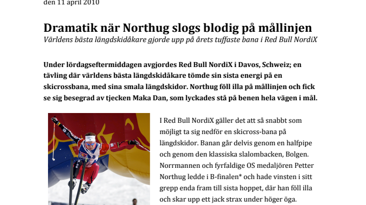 Dramatik när Northug slogs blodig på mållinjen i Red Bull NordiX