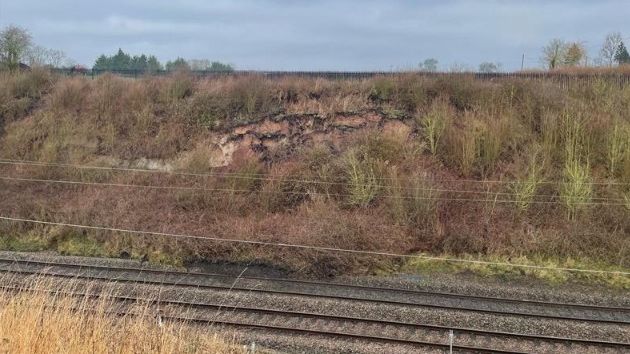 The landslide at Church Lawton, in Warwickshire