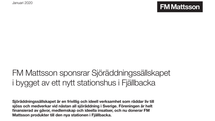 FM Mattsson sponsrar Sjöräddningssällskapet i bygget av ett nytt stationshus i Fjällbacka