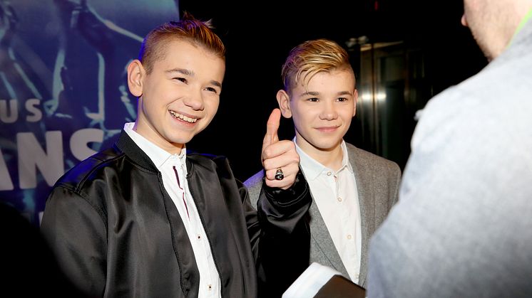 Marcus & Martinus på svenska galapremiären av filmen "Tillsammans mot drömmen".