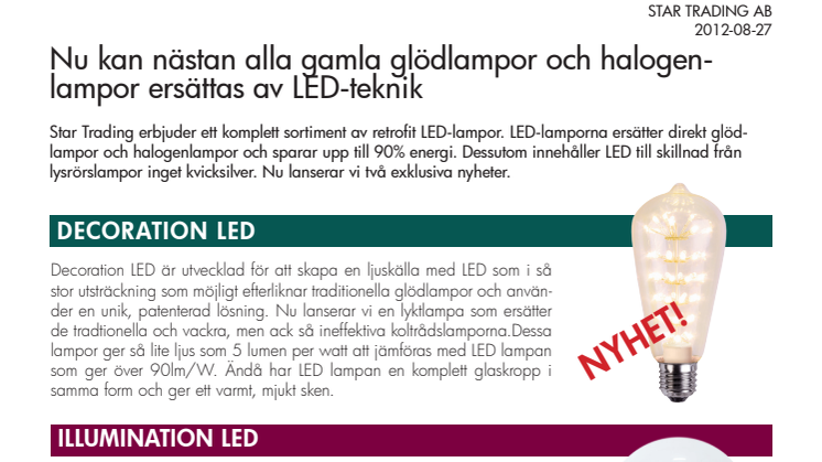 Ersätt gamla glödlampor och halogenlampor med LED-teknik!