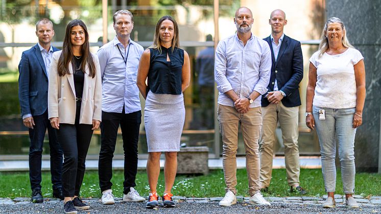 Persons on image, from left to right: Oskar Åhlund, Sofie Lundh, Lars Barkman, Karin Olsson, Henrik Stade, John Sjöberg, Anette Pettersson