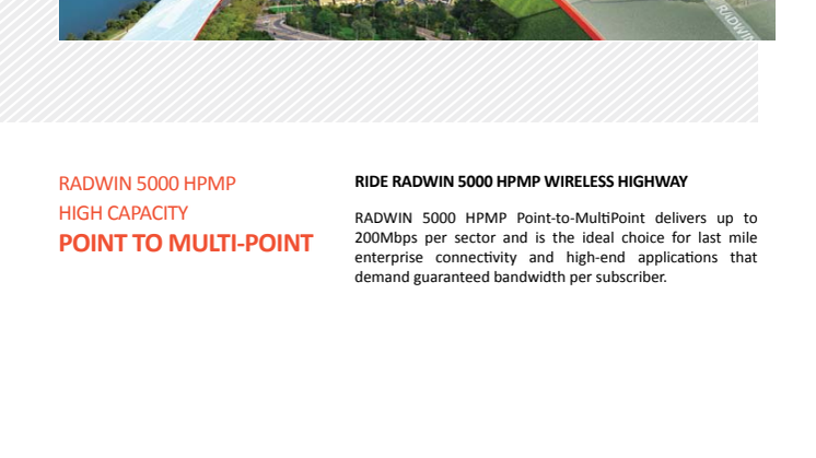 RADWIN 5000 radiolänkar med 200 Mbit/s