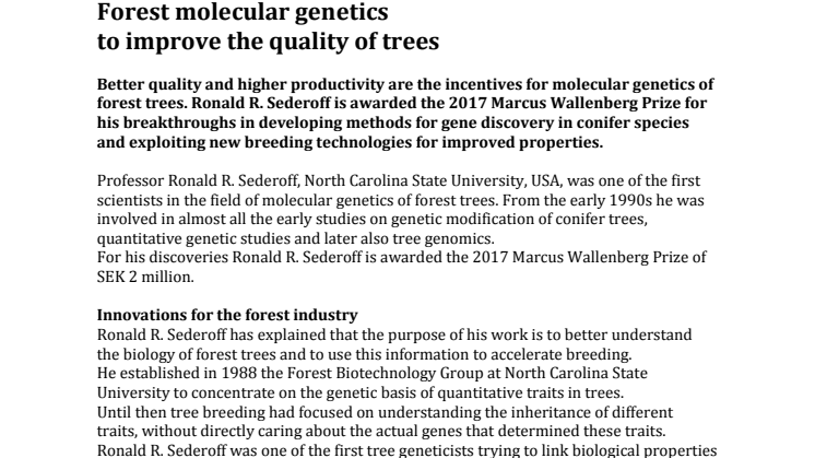 Forest molecular genetics to improve the quality of trees