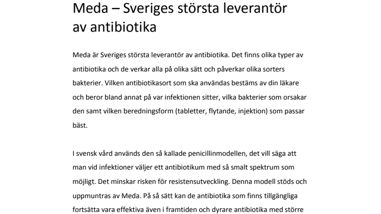 Meda – Sveriges största leverantör av antibiotika