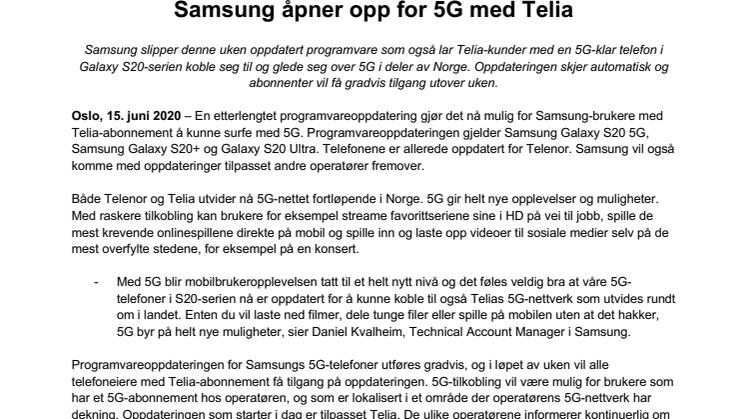 Samsung åpner opp for 5G med Telia