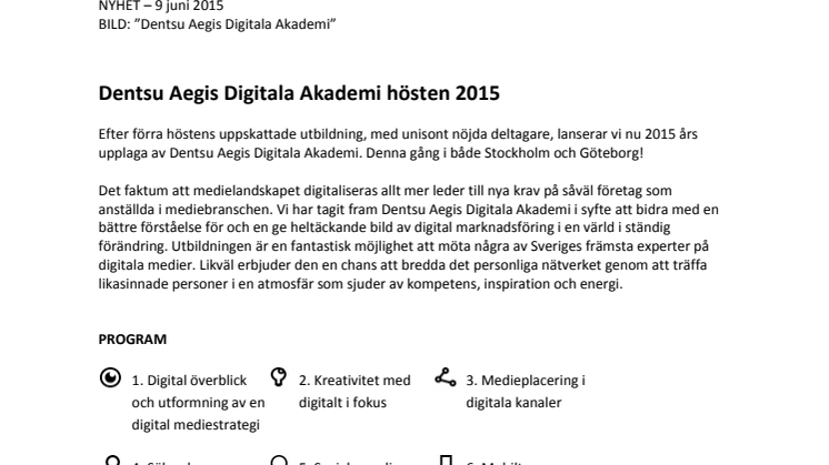 Dentsu Aegis Digitala Akademi hösten 2015