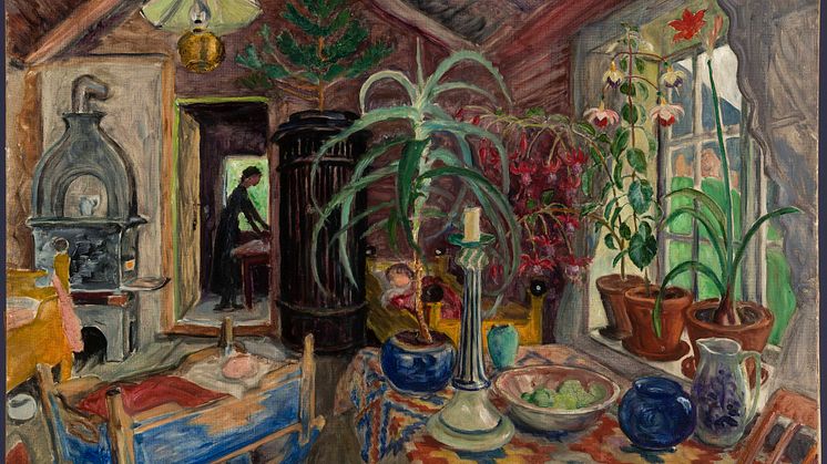 Nikolai Astrups maleri "Interiør med vugge" (1924)