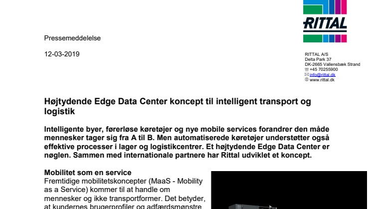 Højtydende Edge Data Center koncept til intelligent transport og logistik